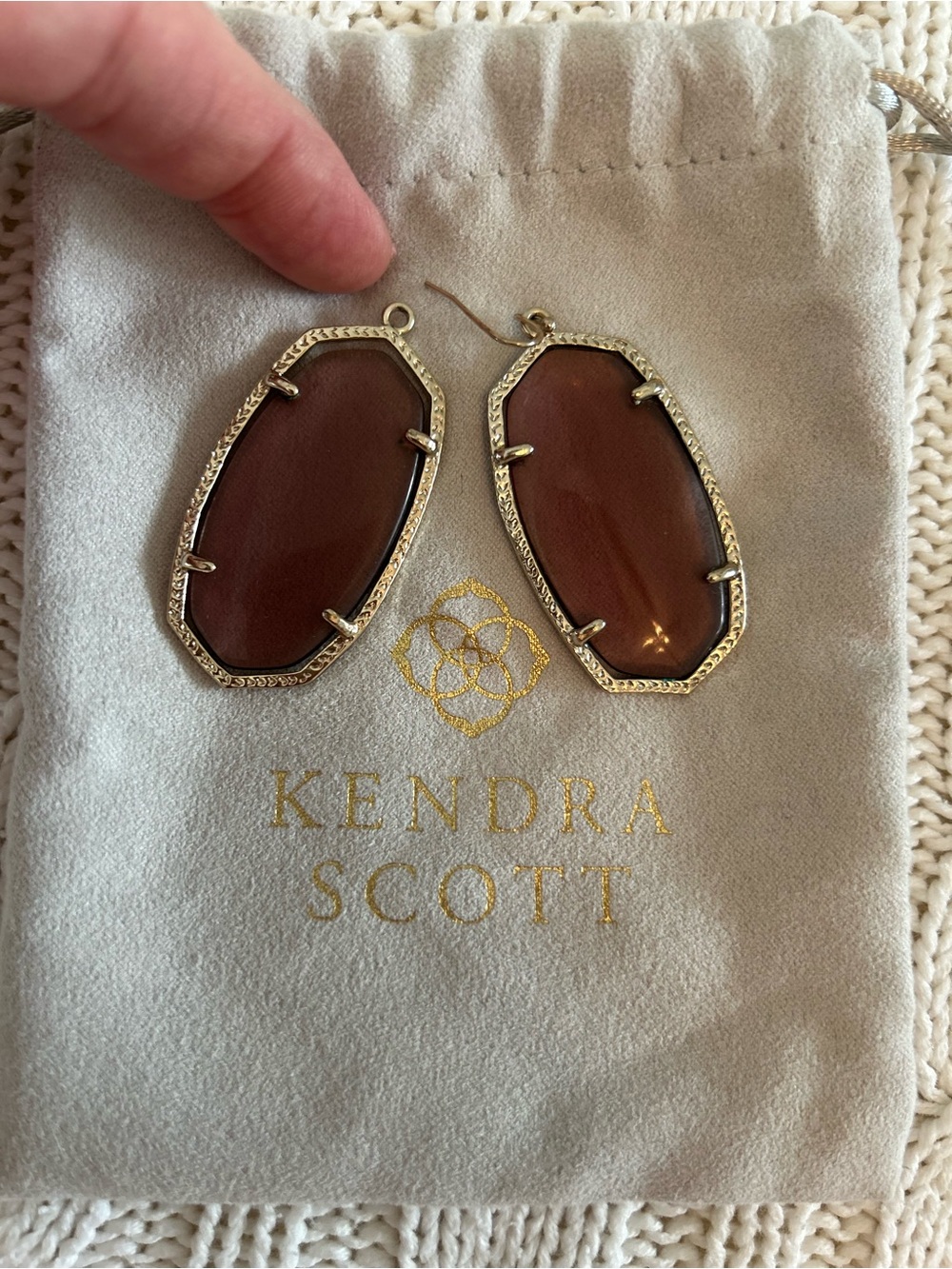 Kendra Scott Purple & Gold Drop Earrings